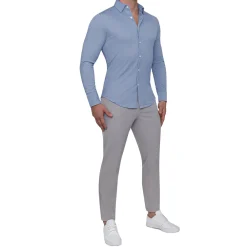 State and Liberty "The Dylan" Sky Blue Pique Button Down| Casual Long Sleeves|Long Sleeve Button Downs