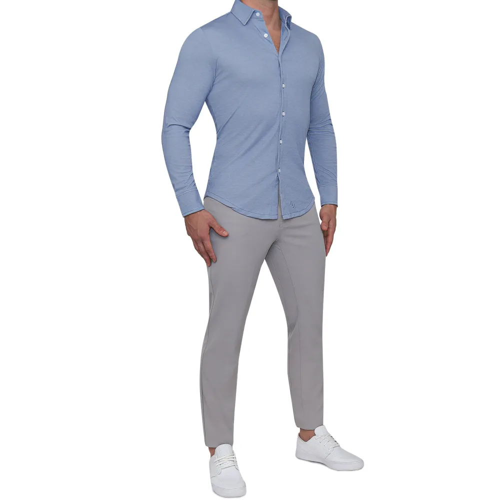 State and Liberty "The Dylan" Sky Blue Pique Button Down| Casual Long Sleeves|Long Sleeve Button Downs
