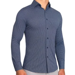 State and Liberty "The Eisenhower" Sport Shirt - Navy With White Grid| Casual Long Sleeves|Long Sleeve Button Downs