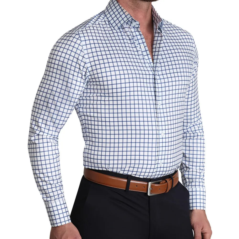 State and Liberty "The Elias" Light Navy Windowpane| Dress Shirts