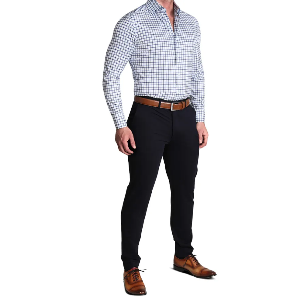 State and Liberty "The Elias" Light Navy Windowpane| Dress Shirts
