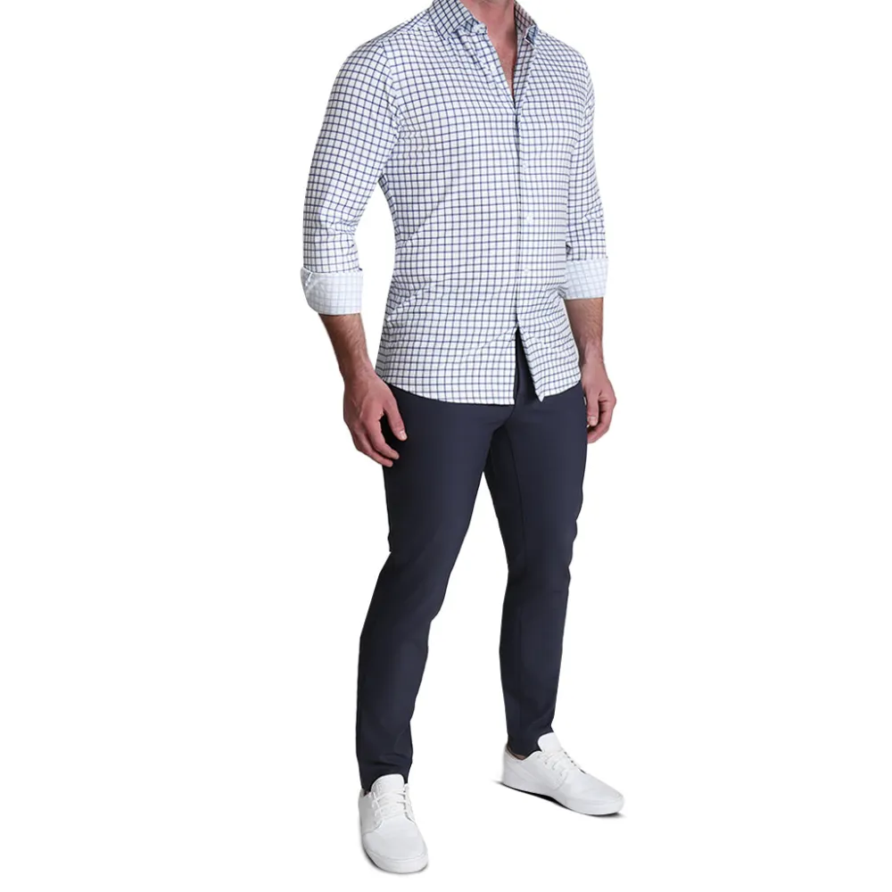 State and Liberty "The Elias" Light Navy Windowpane| Dress Shirts