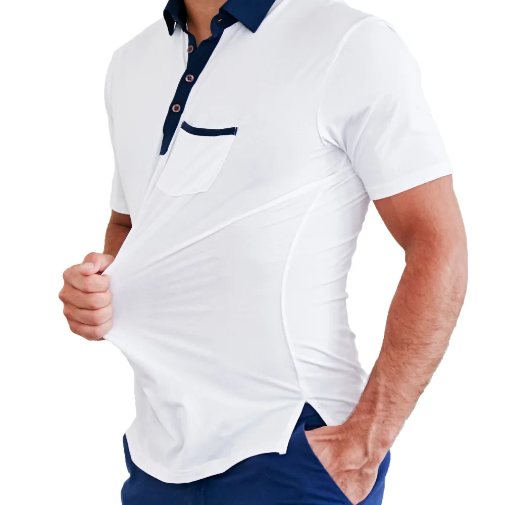 State and Liberty "The Felix" Blue on White Polo| T-shirts|Short Sleeve Button Downs