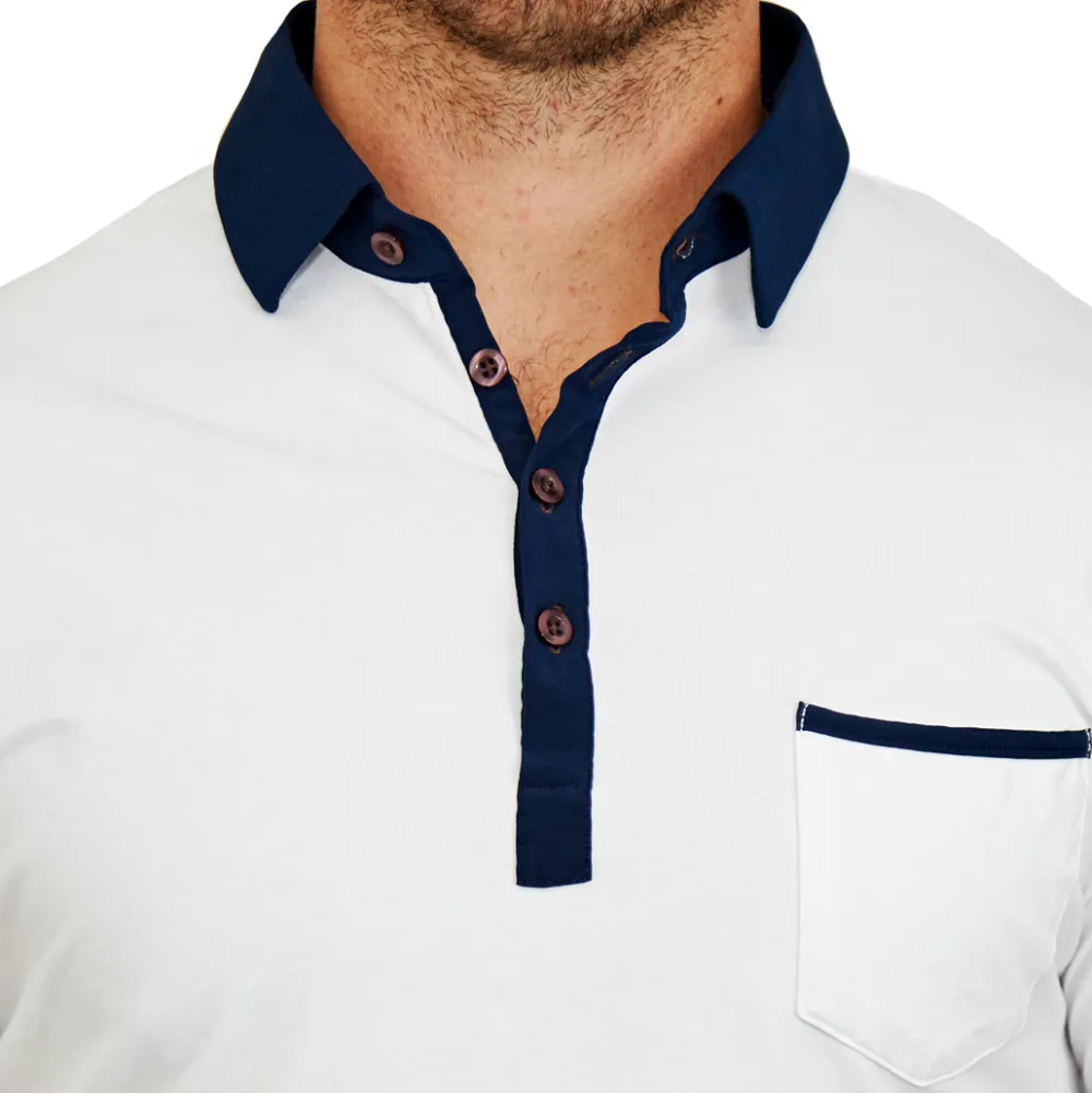 State and Liberty "The Felix" Blue on White Polo| T-shirts|Short Sleeve Button Downs