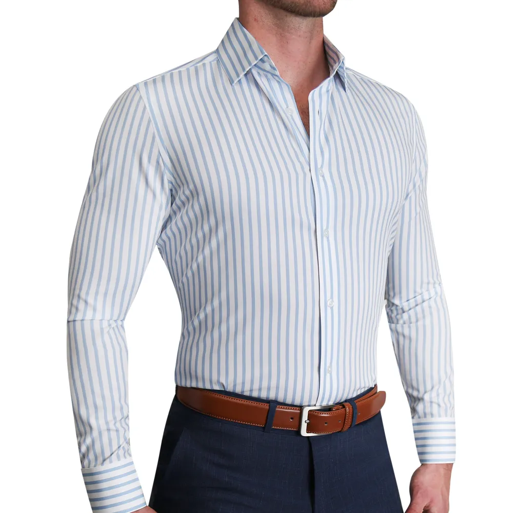 State and Liberty "The Francisco" Light Blue Mid-Stripe| Dress Shirts