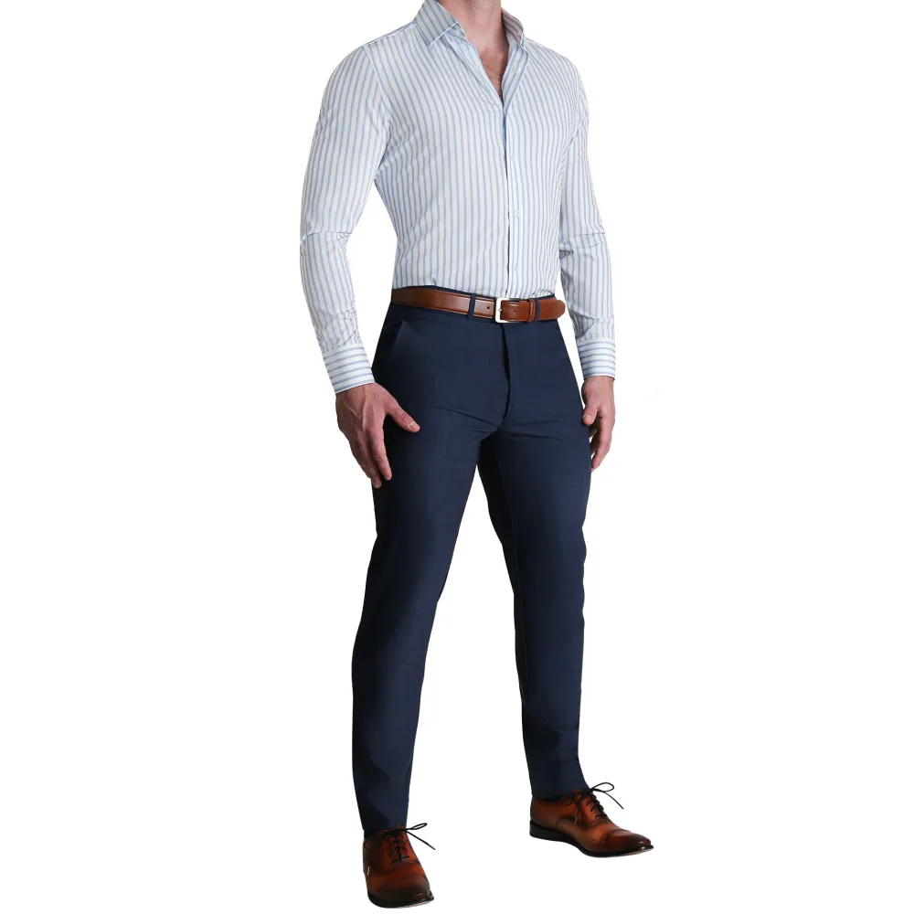 State and Liberty "The Francisco" Light Blue Mid-Stripe| Dress Shirts