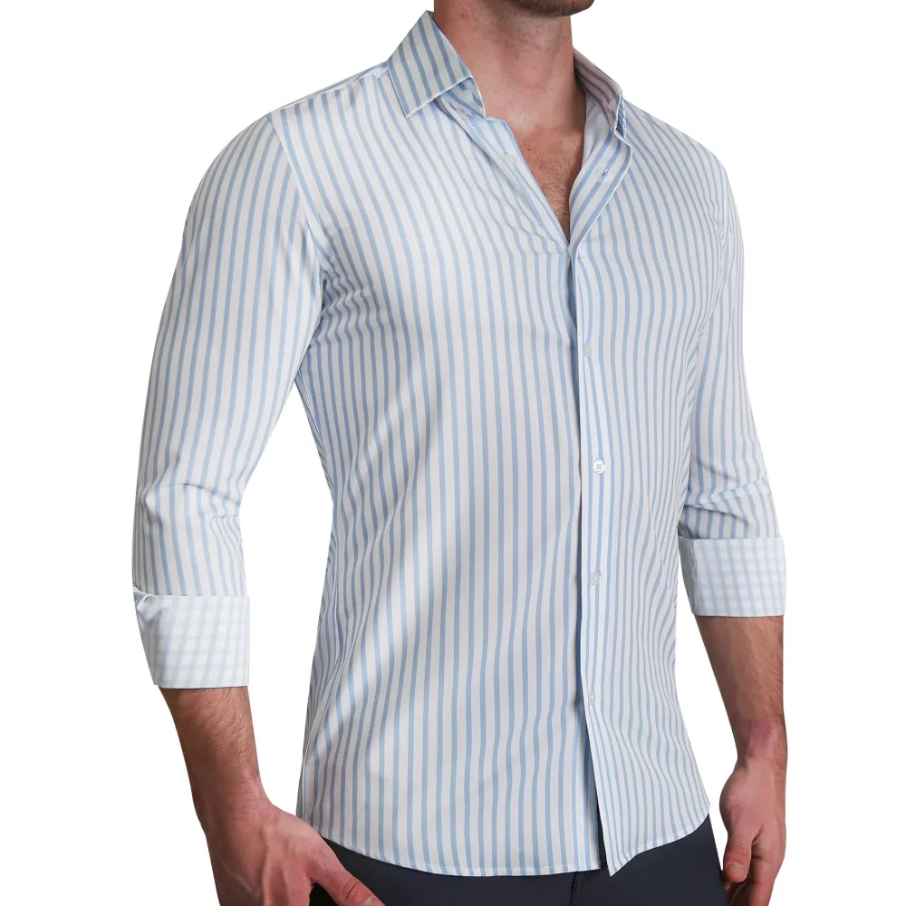 State and Liberty "The Francisco" Light Blue Mid-Stripe| Dress Shirts