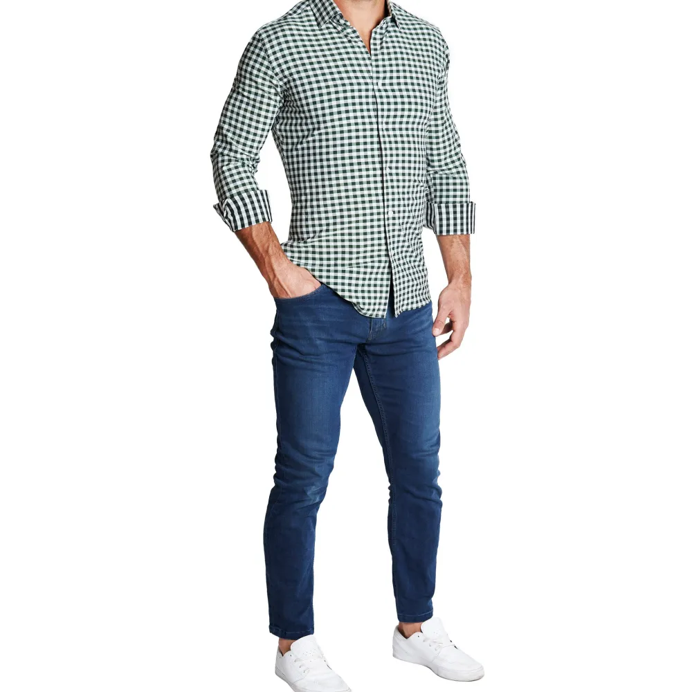 State and Liberty "The Fuller" Forest Green and Black Check| Dress Shirts