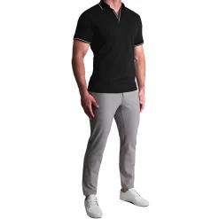State and Liberty "The Gage" Black with White Tipped Polo| Short Sleeve Button Downs|Polos