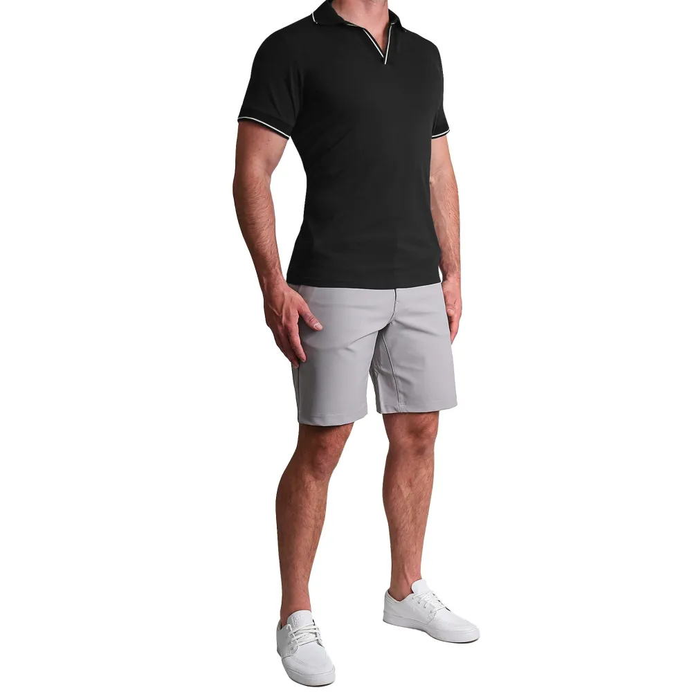 State and Liberty "The Gage" Black with White Tipped Polo| Short Sleeve Button Downs|Polos