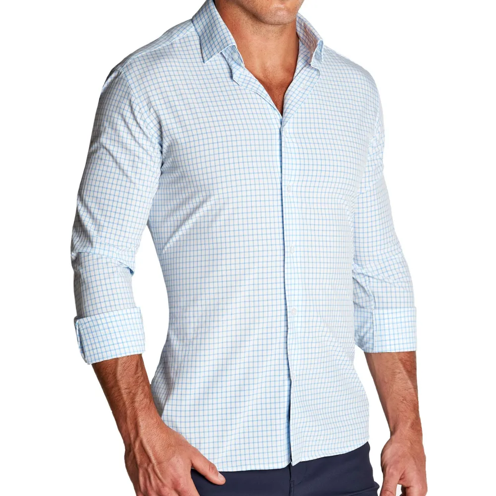 State and Liberty "The George" Light Blue Windowpane| Dress Shirts