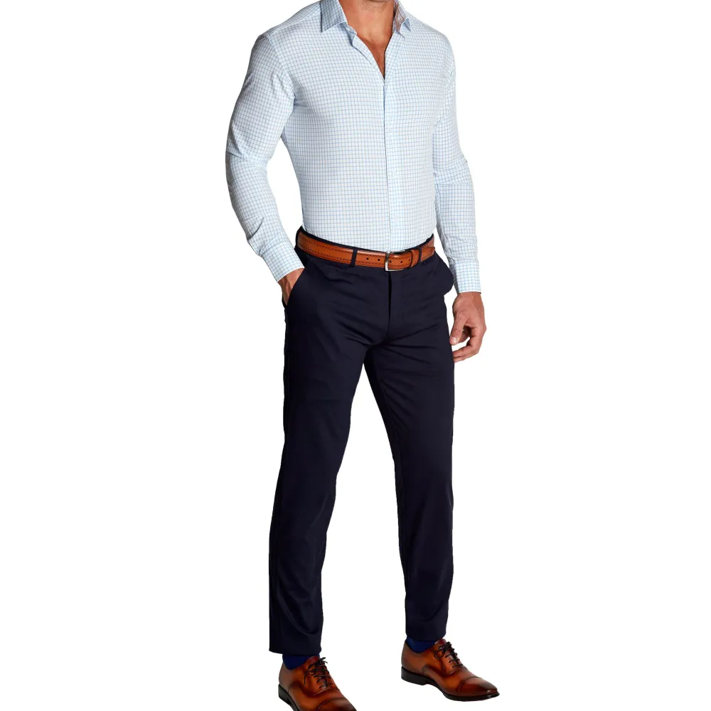 State and Liberty "The George" Light Blue Windowpane| Dress Shirts