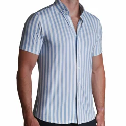 State and Liberty "The Greyson" Light Blue & White Striped| Short Sleeve Button Downs