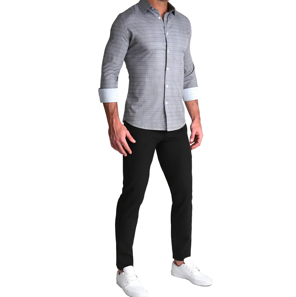 State and Liberty "The Gunnar" Grey and Black Plaid| Dress Shirts