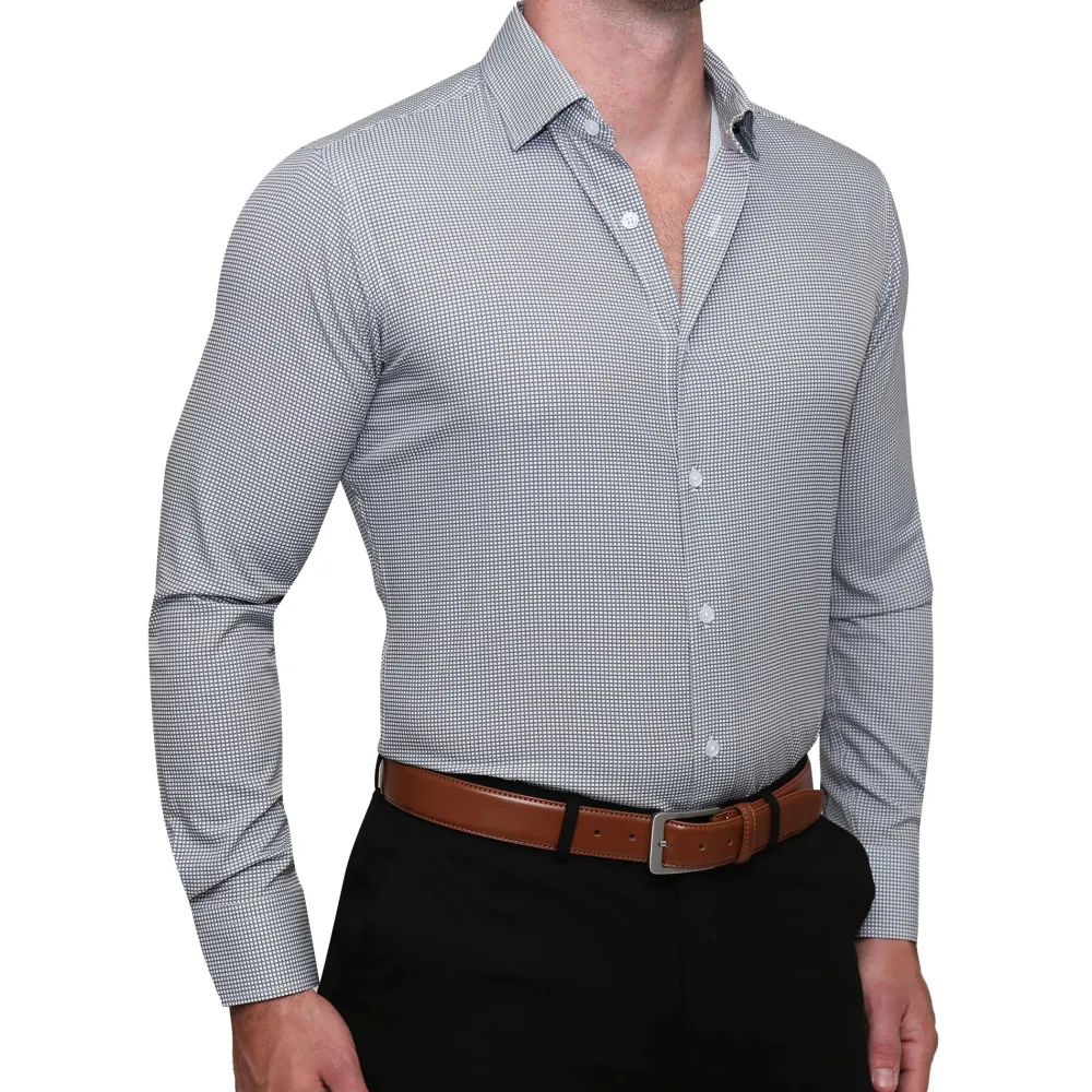 State and Liberty "The Harris" Grey Roped Windowpane| Dress Shirts
