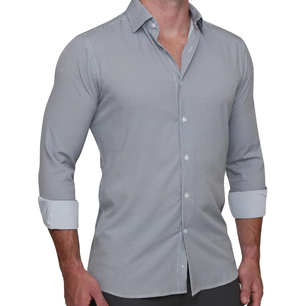 State and Liberty "The Harris" Grey Roped Windowpane| Dress Shirts