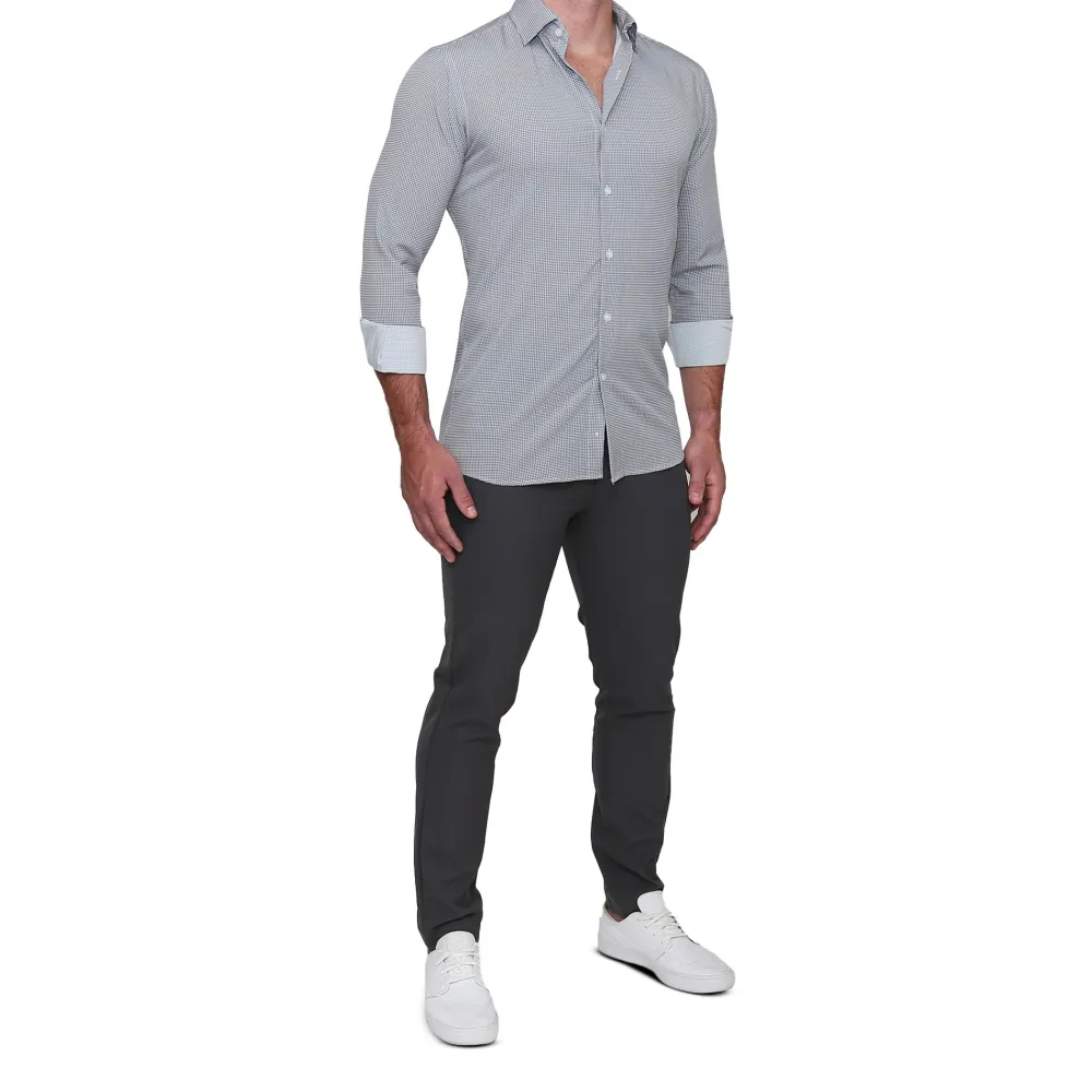 State and Liberty "The Harris" Grey Roped Windowpane| Dress Shirts