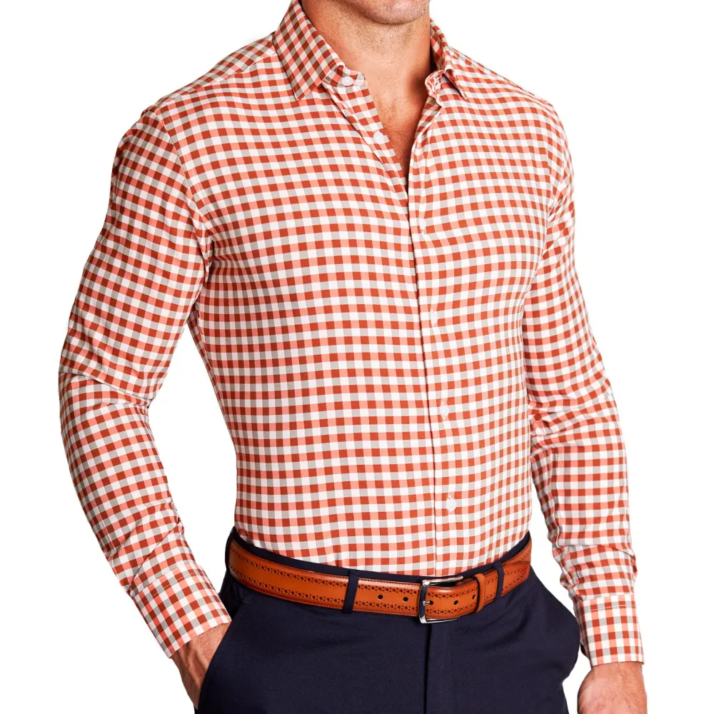 State and Liberty "The Harrison" Orange Big Check| Dress Shirts