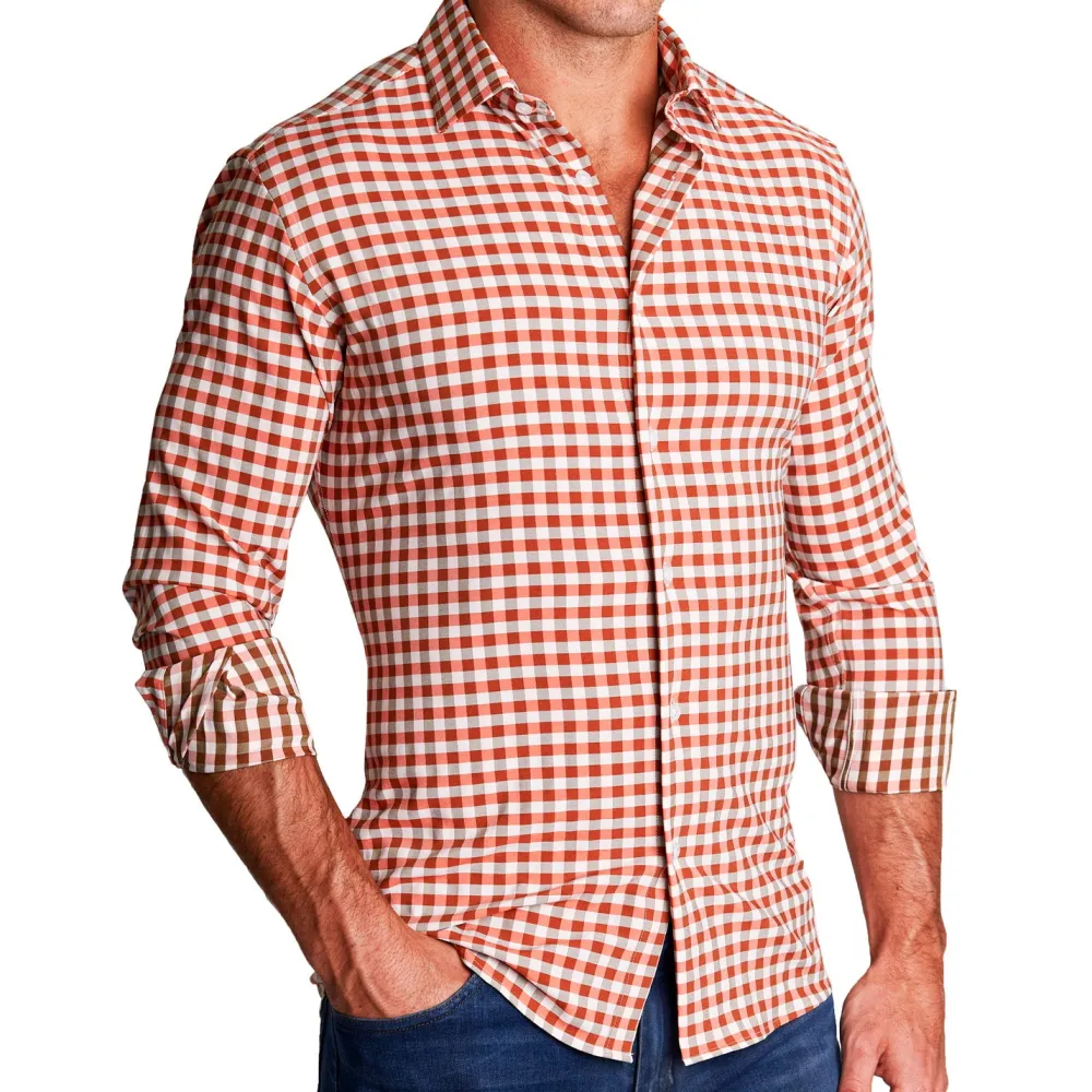 State and Liberty "The Harrison" Orange Big Check| Dress Shirts