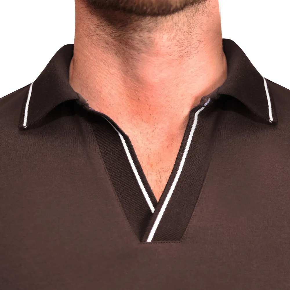 State and Liberty "The Hayes" Brown with White Tipped Polo| Short Sleeve Button Downs|Polos