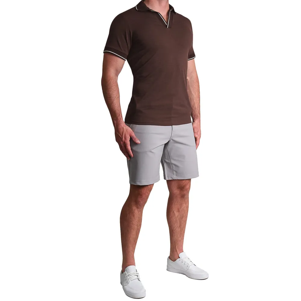 State and Liberty "The Hayes" Brown with White Tipped Polo| Short Sleeve Button Downs|Polos