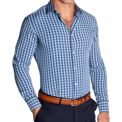 State and Liberty "The Henry" Steel Blue and Light Blue Big Gingham| Dress Shirts