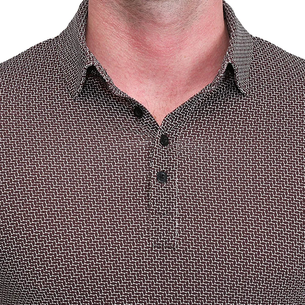 State and Liberty "The Horton" Brown with Abstract Oval| Short Sleeve Button Downs|Polos