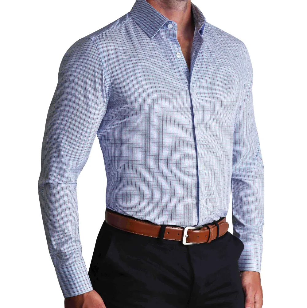 State and Liberty ''The Ivaan" Blue & Purple Double Grid| Dress Shirts