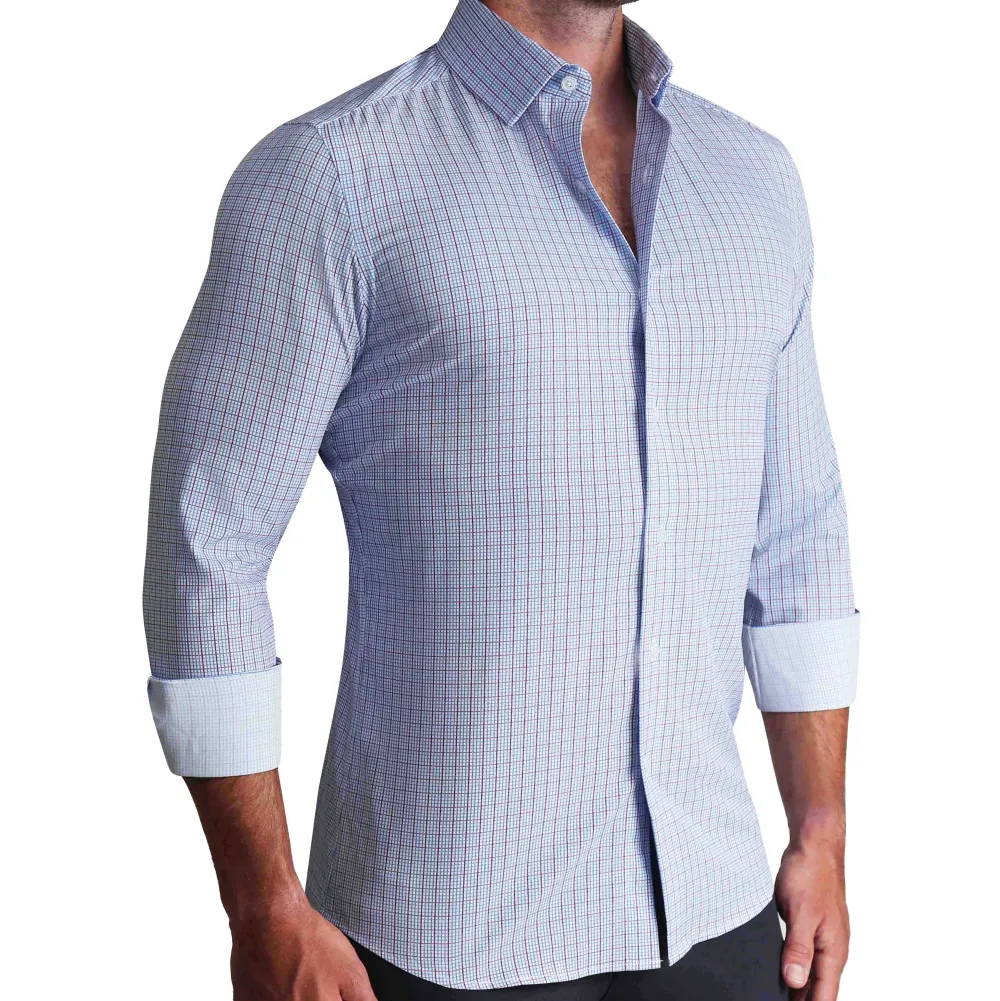 State and Liberty ''The Ivaan" Blue & Purple Double Grid| Dress Shirts