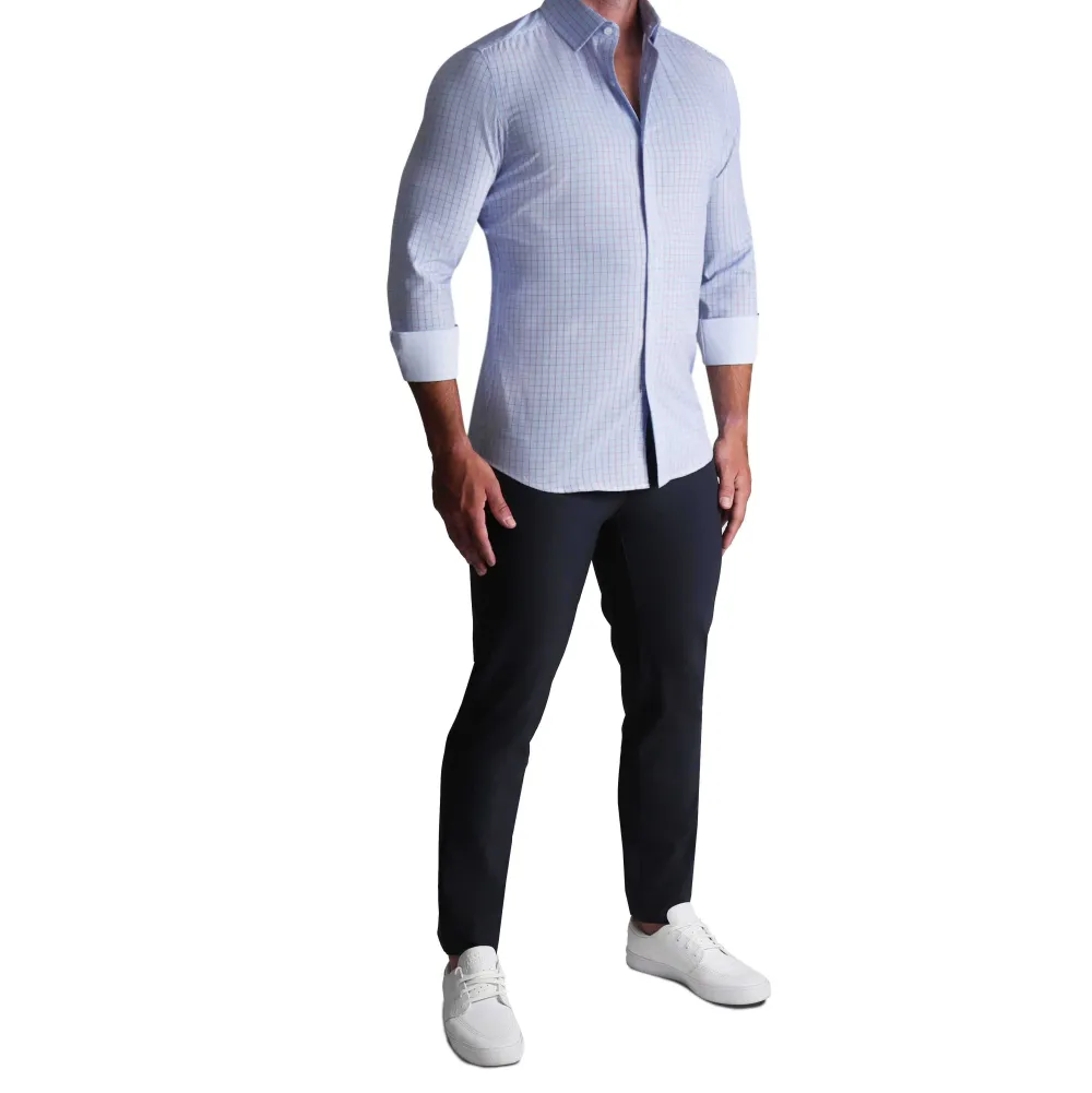 State and Liberty ''The Ivaan" Blue & Purple Double Grid| Dress Shirts