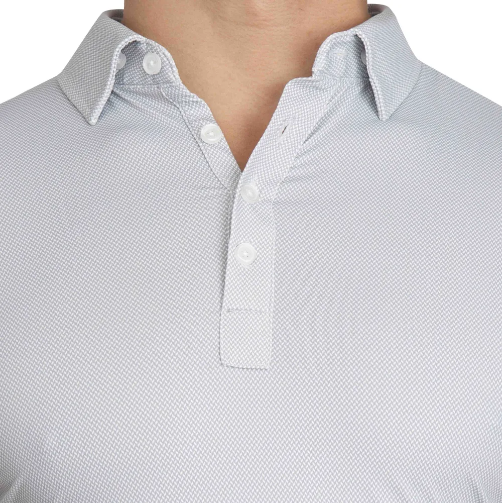 State and Liberty "The Jay" Grey & White Mini Weave Polo| Short Sleeve Button Downs|Polos
