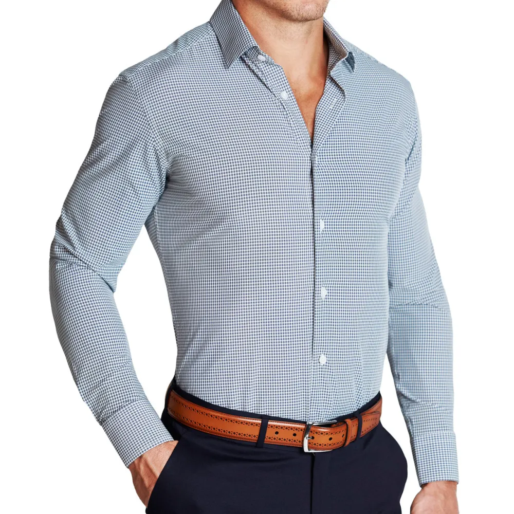State and Liberty "The Justin" Navy, Grey and White Mini Check| Dress Shirts