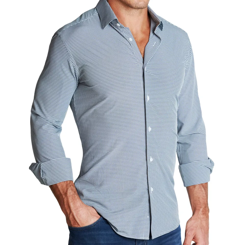 State and Liberty "The Justin" Navy, Grey and White Mini Check| Dress Shirts