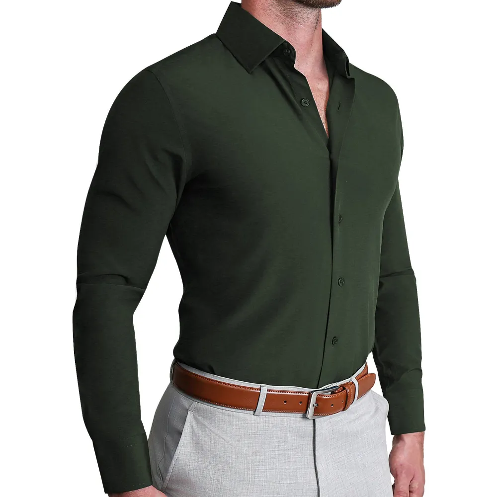 State and Liberty "The Kelce" Solid Dark Olive Green| Dress Shirts