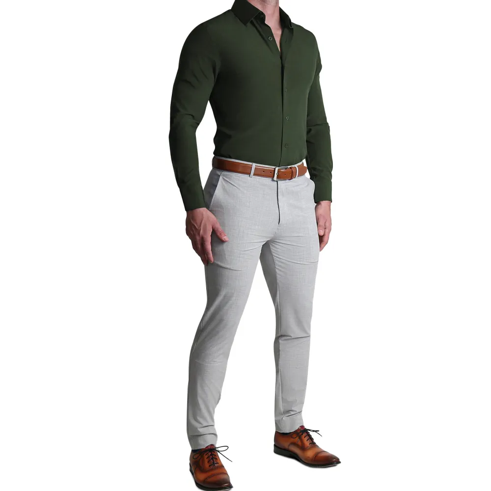 State and Liberty "The Kelce" Solid Dark Olive Green| Dress Shirts