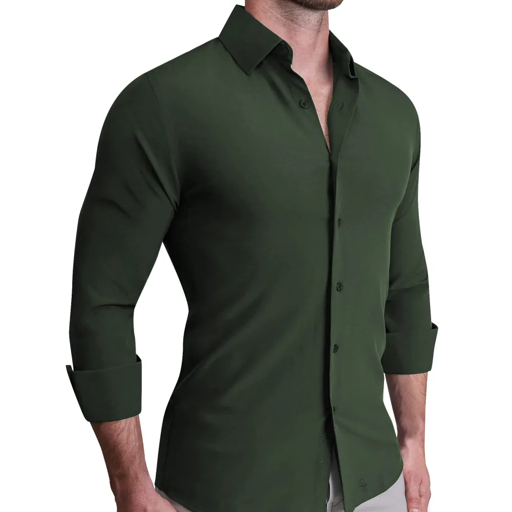 State and Liberty "The Kelce" Solid Dark Olive Green| Dress Shirts