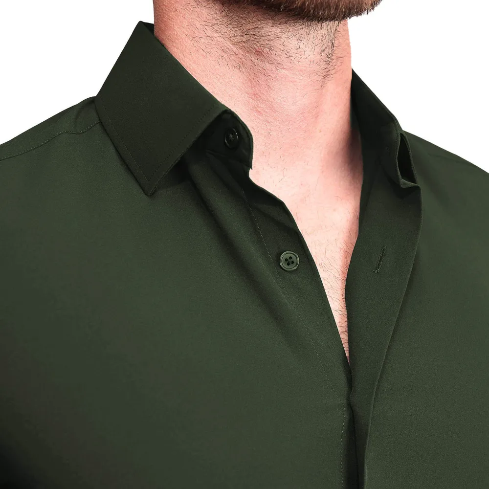 State and Liberty "The Kelce" Solid Dark Olive Green| Dress Shirts
