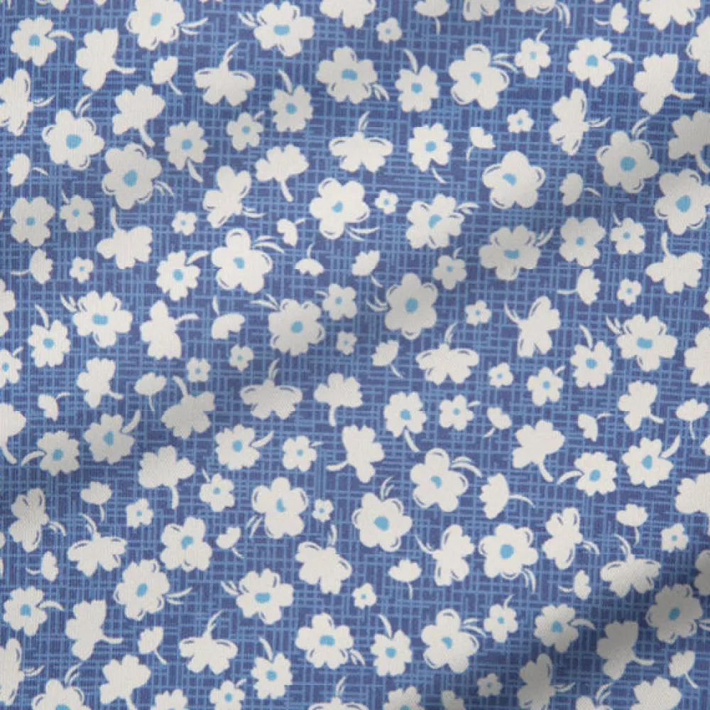 State and Liberty "The Ken" White & Light Blue Floral Print Polo| Short Sleeve Button Downs|Polos