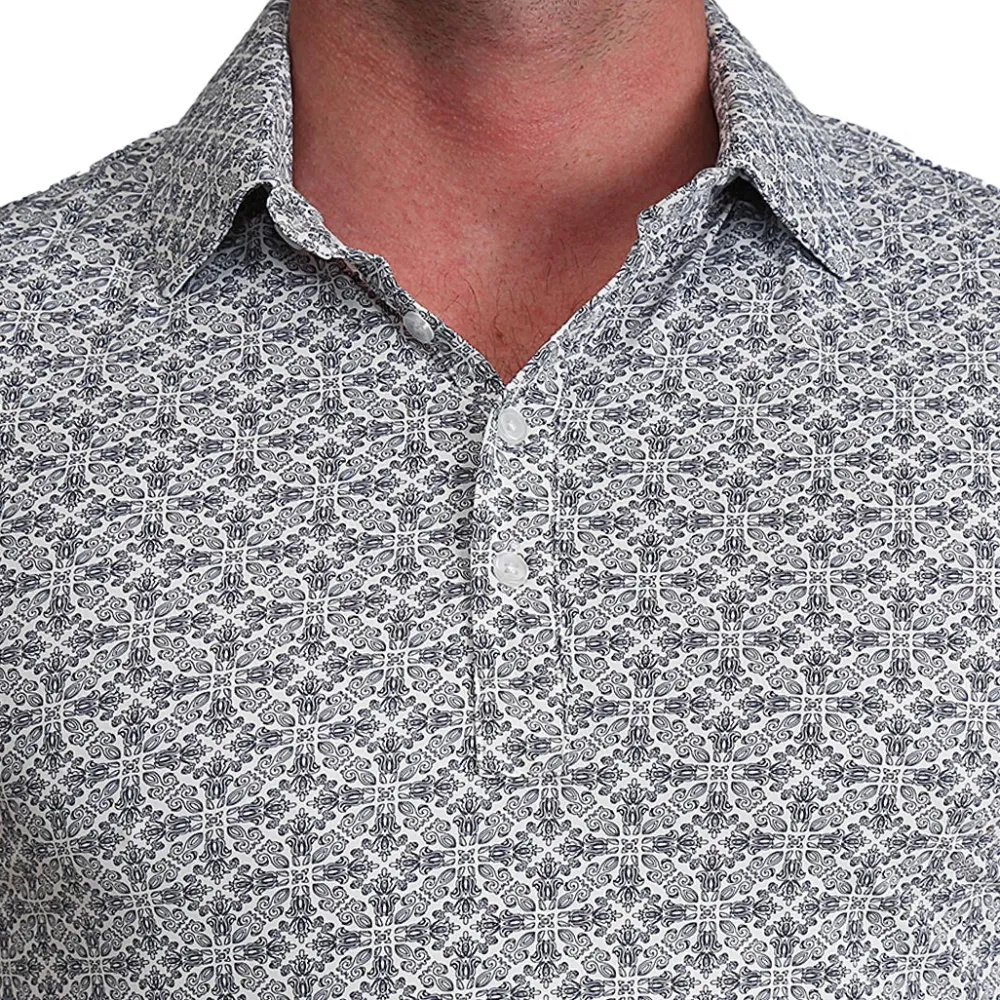 State and Liberty "The Lorenzo" Navy & White Jacquard| Short Sleeve Button Downs|Polos