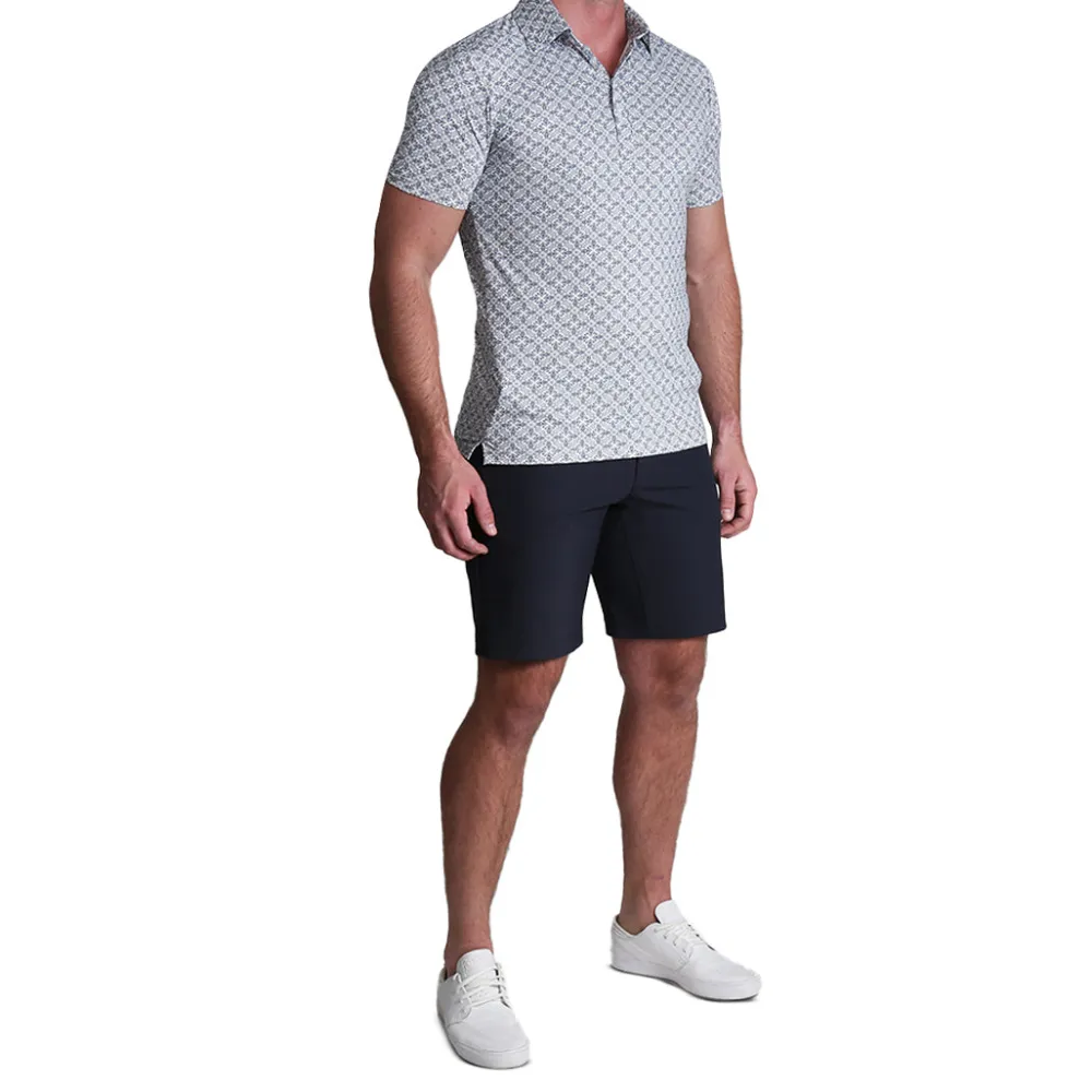 State and Liberty "The Lorenzo" Navy & White Jacquard| Short Sleeve Button Downs|Polos