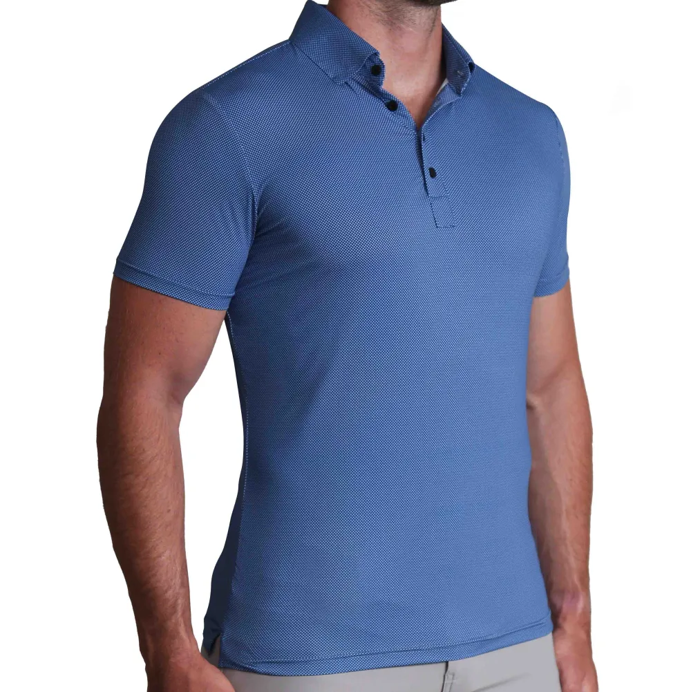State and Liberty "The Luke" Blue Mini Crown Check| Short Sleeve Button Downs|Polos