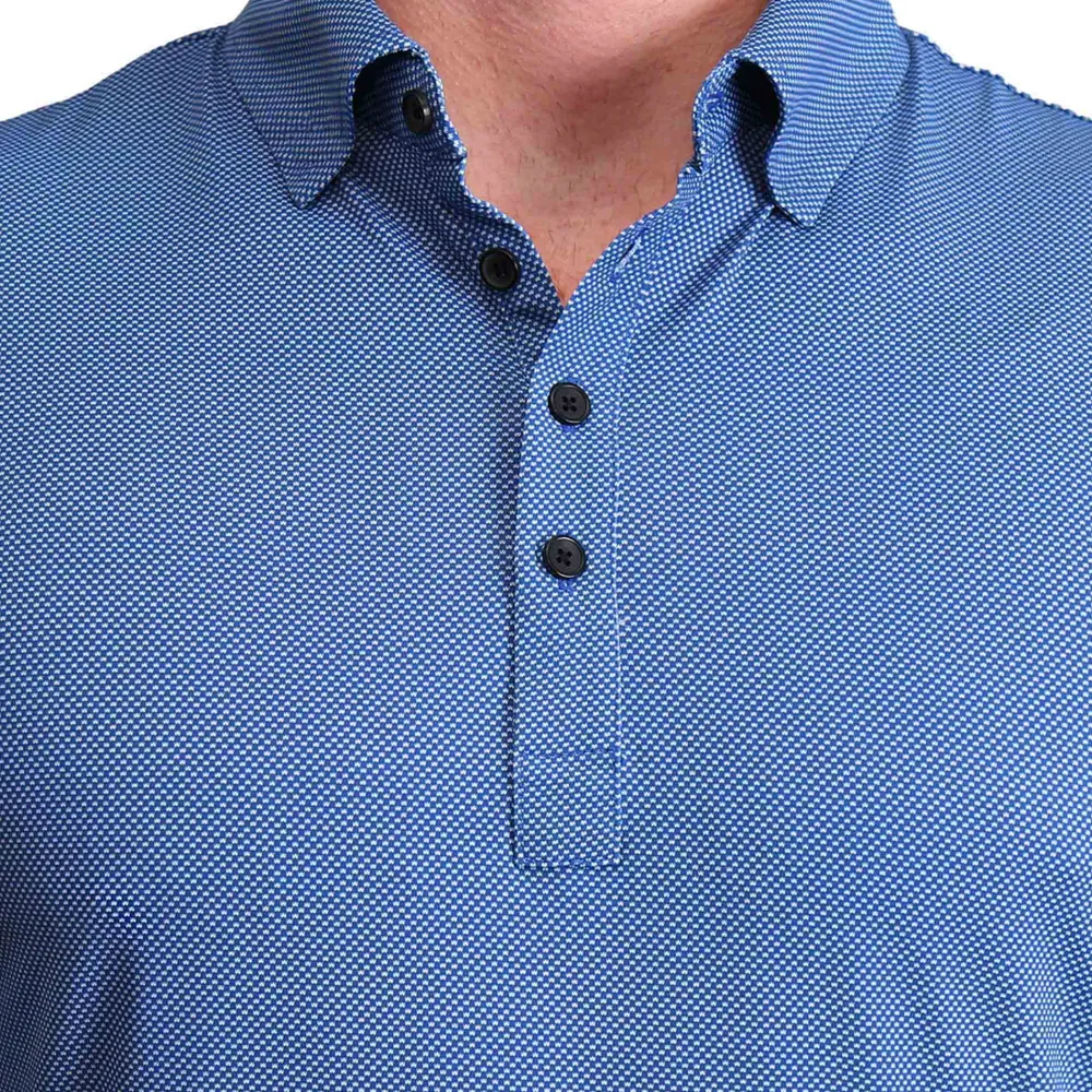 State and Liberty "The Luke" Blue Mini Crown Check| Short Sleeve Button Downs|Polos