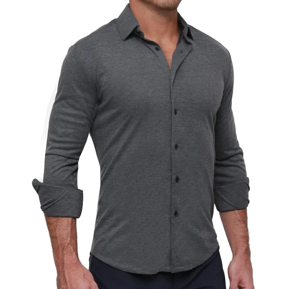 State and Liberty "The Mackinac" Heathered Charcoal Casual Button Down| Casual Long Sleeves|Long Sleeve Button Downs