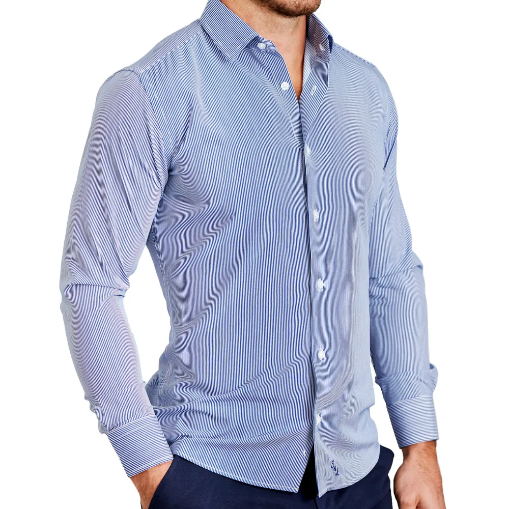 State and Liberty "The Marshall" Blue Pinstripe| Dress Shirts