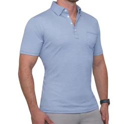 State and Liberty "The Matt" Sky Blue Pique Polo| Short Sleeve Button Downs|Polos