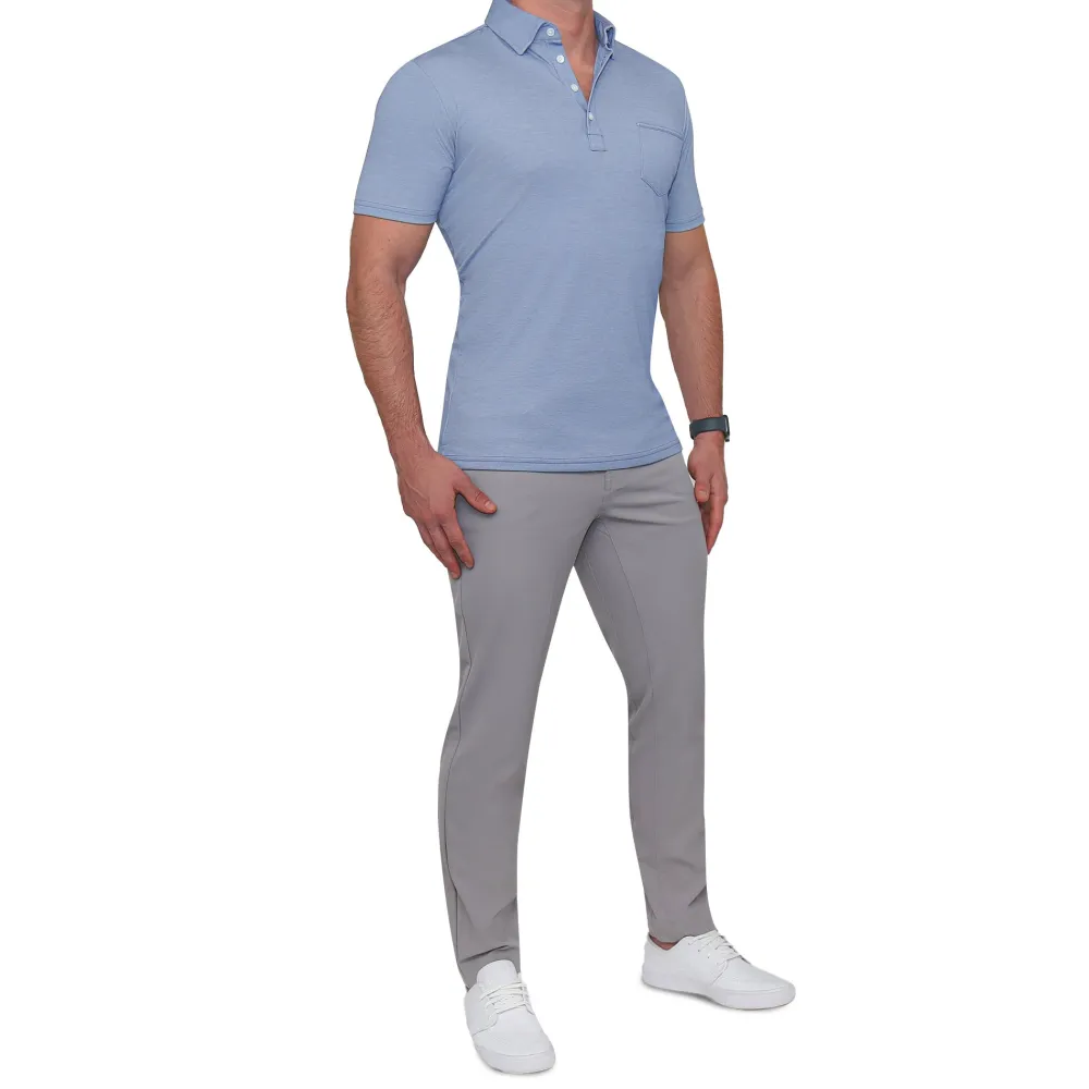 State and Liberty "The Matt" Sky Blue Pique Polo| Short Sleeve Button Downs|Polos