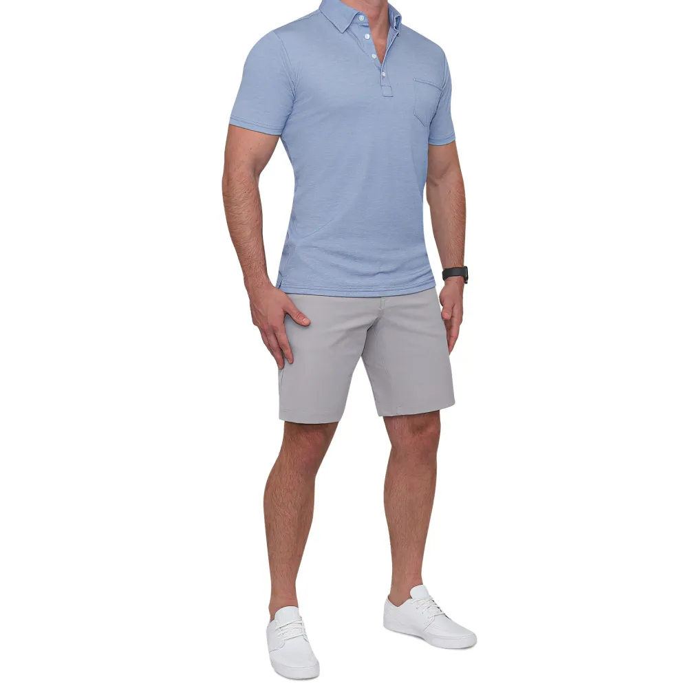 State and Liberty "The Matt" Sky Blue Pique Polo| Short Sleeve Button Downs|Polos