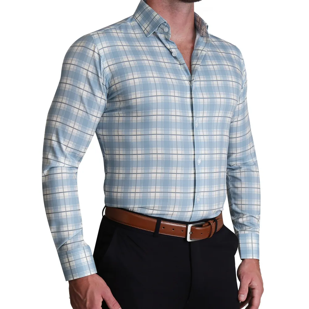 State and Liberty "The Mello" Light Blue & Grey Multi Plaid| Dress Shirts