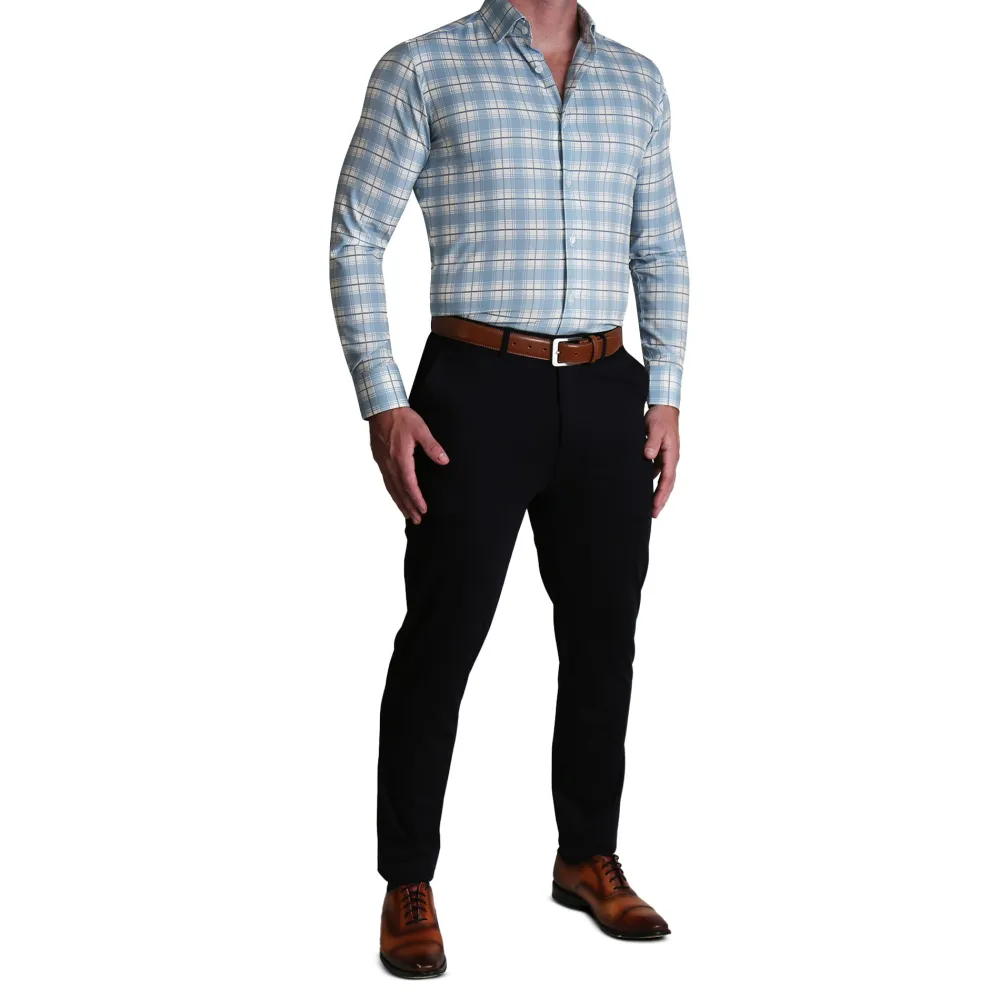 State and Liberty "The Mello" Light Blue & Grey Multi Plaid| Dress Shirts