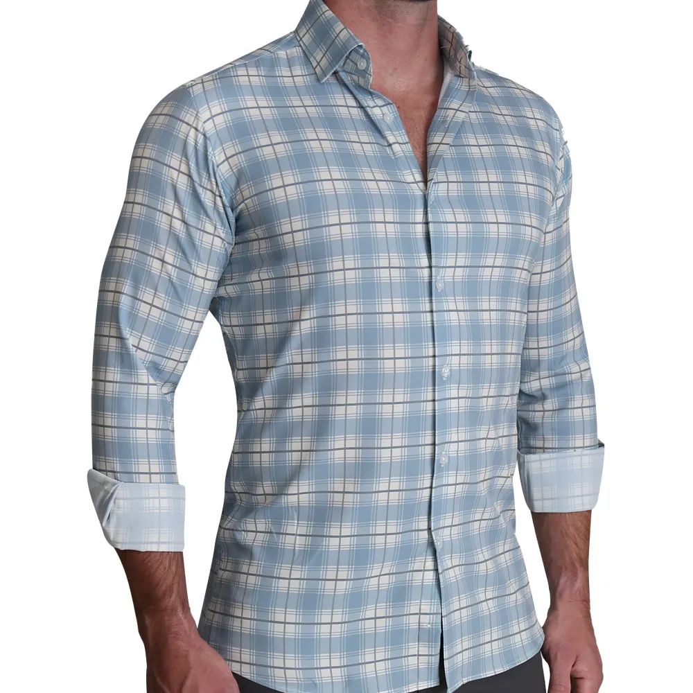 State and Liberty "The Mello" Light Blue & Grey Multi Plaid| Dress Shirts